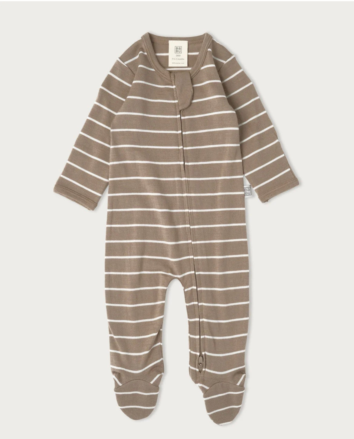 Babu Merino Footed Onesie for newborn babies made from soft natural New Zealand merino wool.