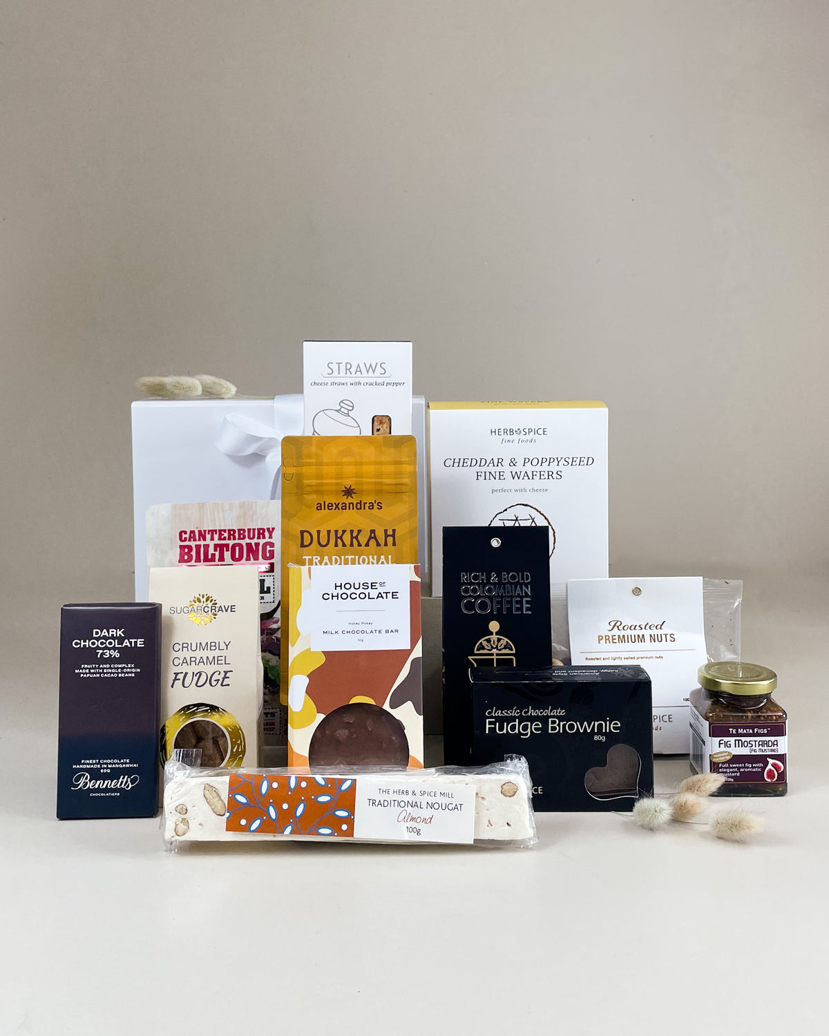 New Zealand gourmet gift box filled with premium locally made sweet and savoury artisan treats, beautifully presented for birthdays, congratulations and thank you gifts.