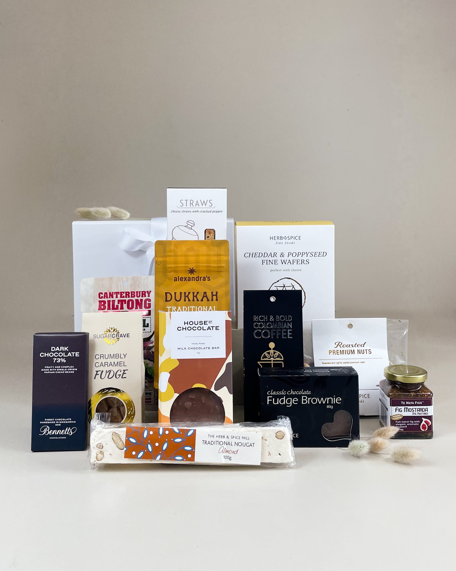 New Zealand gourmet gift box filled with premium locally made sweet and savoury artisan treats, beautifully presented for birthdays, congratulations and thank you gifts.