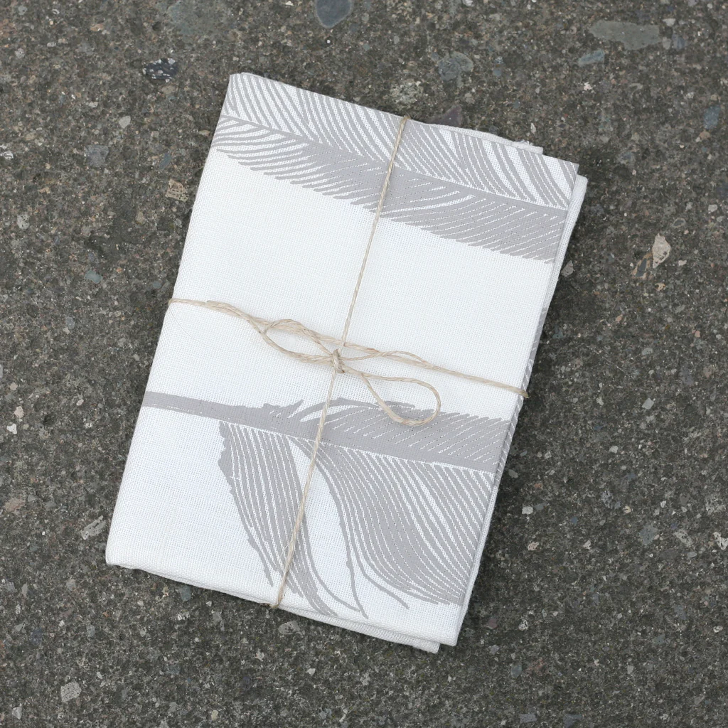 Cream Feaather Linen Teatowel