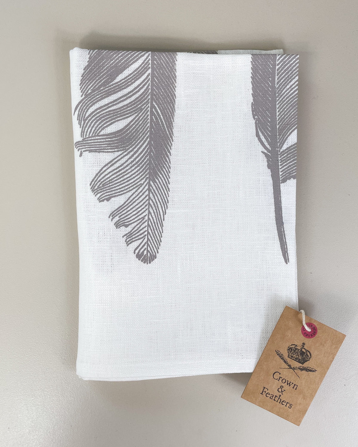 Cream Feaather Linen Teatowel
