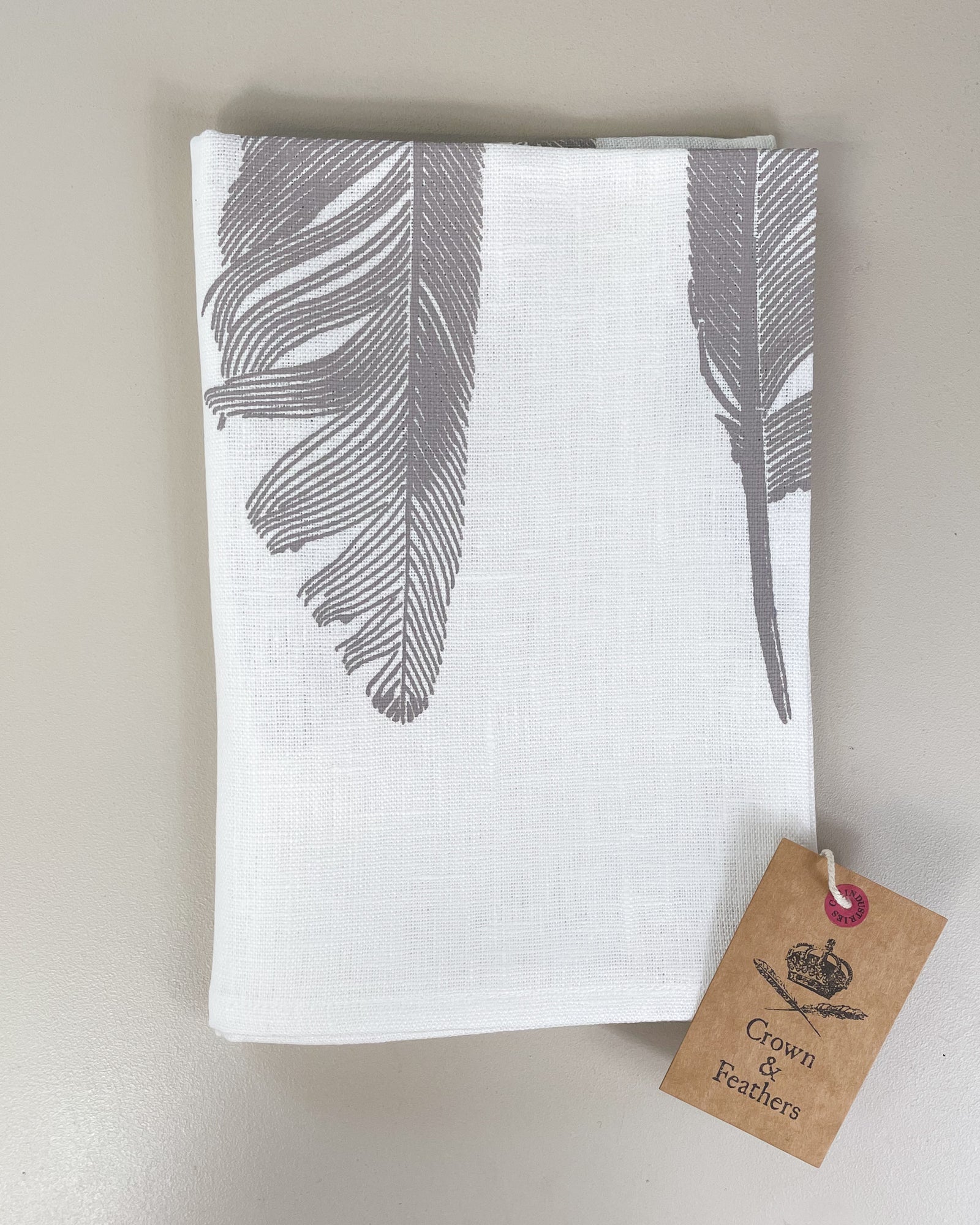 Cream Feaather Linen Teatowel