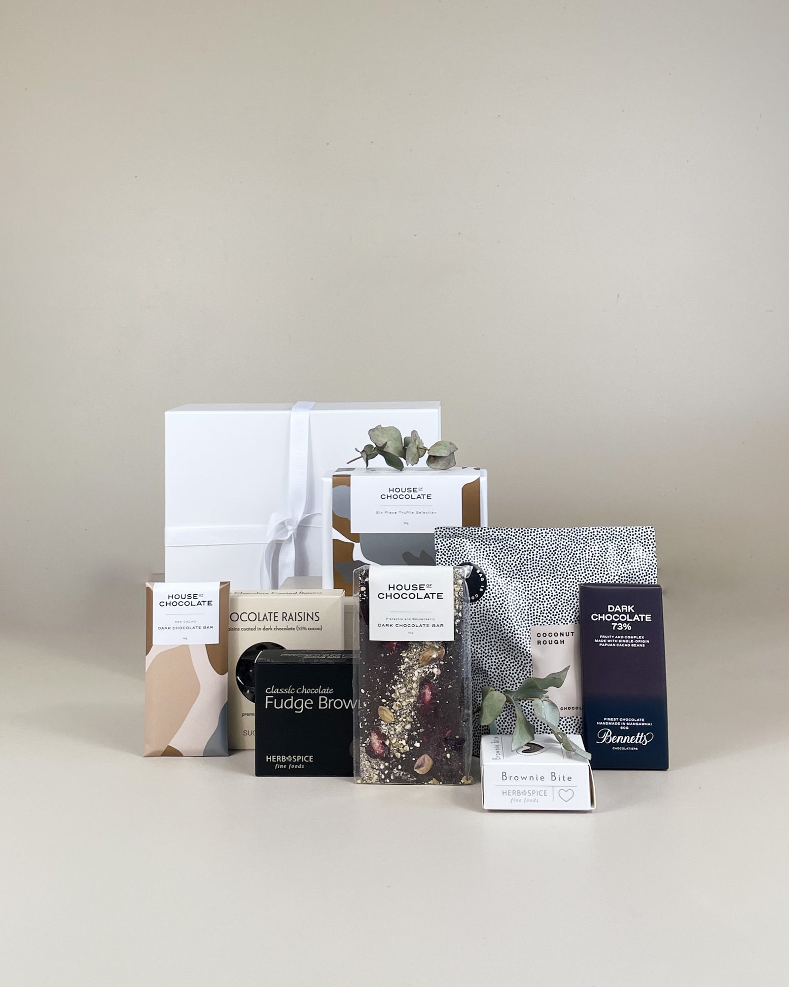 Decadent Chocolate Gift Box with artisan New Zealand chocolate beautifully presented gift basket NZ