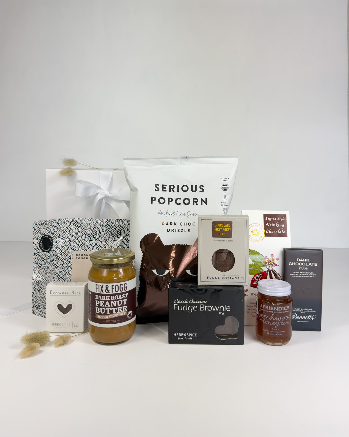 Food for the Family Gift Box filled with premium New Zealand treats, popcorn, peanut butter, chocolate and fudge