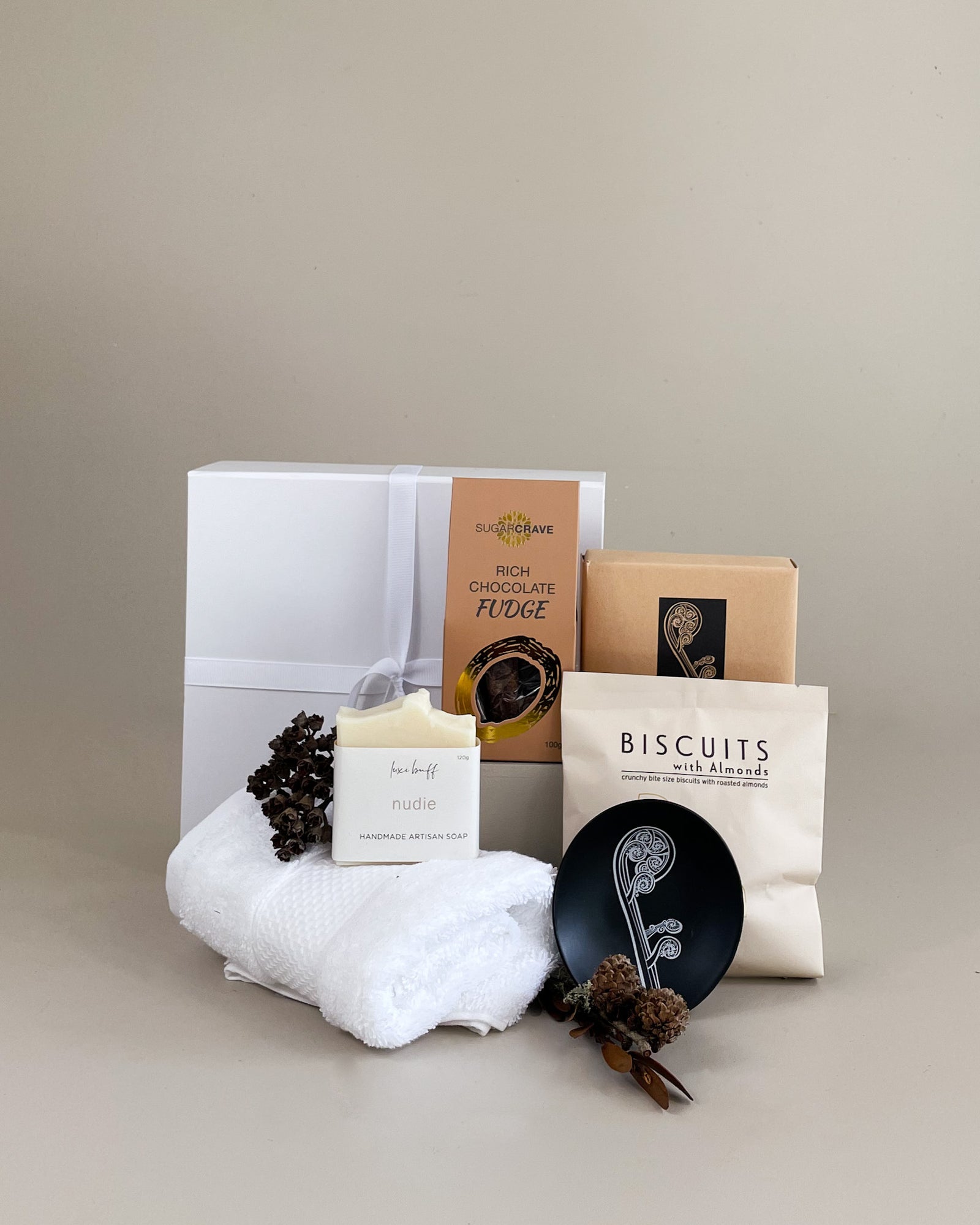 Mother’s Day gift box with keepsake dish or wine, and gourmet New Zealand made treats