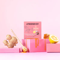 NZ Mānuka Honey 10+ lemon and ginger drops by J. Friend & Co, natural throat soothing lozenges made with UMF 10+ Mānuka honey, lemon and ginger for immune support and cough relief.