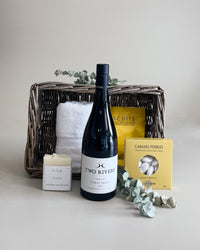 Just For You gift basket with NZ wine, organic soap, artisan food and luxury pamper products NZ hamper
