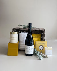 Just For You gift basket with NZ wine, organic soap, artisan food and luxury pamper products NZ hamper