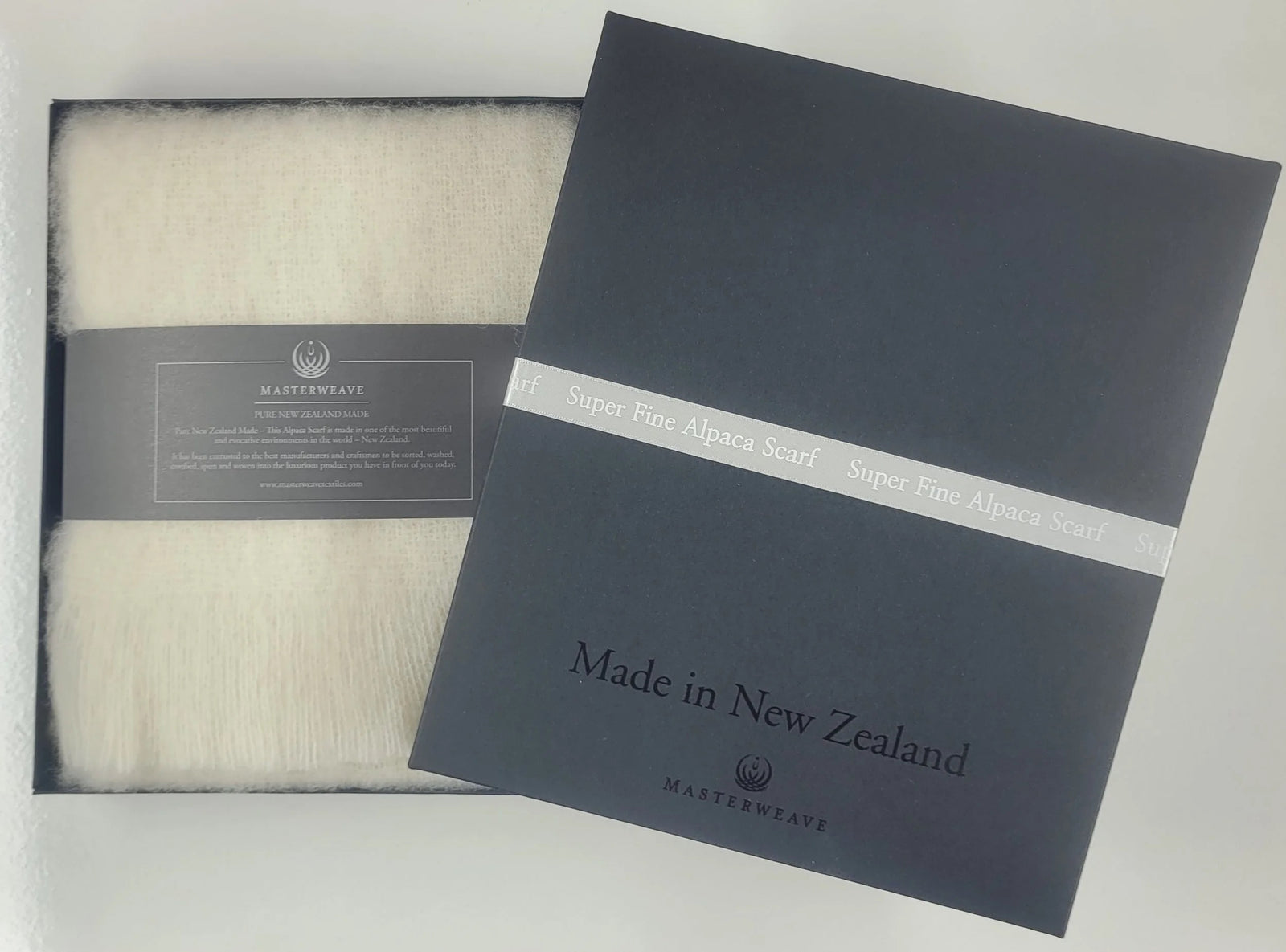 Luxury alpaca scarf by Masterweave made from super fine alpaca fibre, gift boxed, soft lightweight winter accessory with fringed ends.