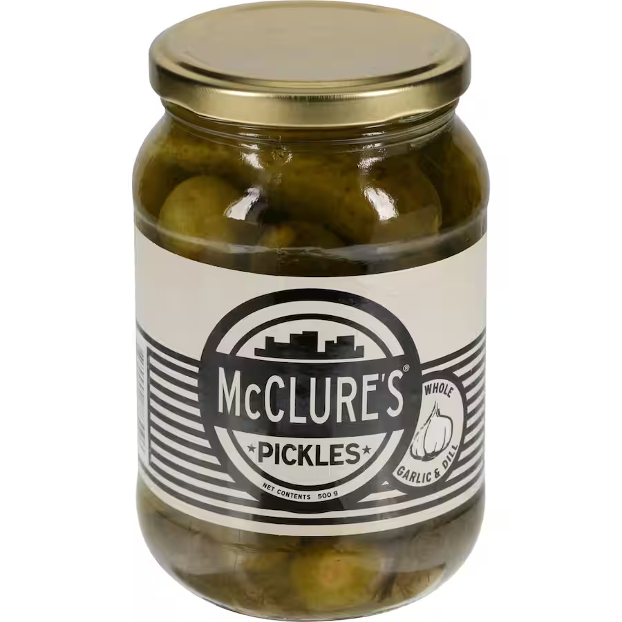 McClure’s Grandma Lala’s Spicy Pickles with crisp dill, garlic and spicy flavour, a gourmet artisan food addition for premium gift baskets and hampers.