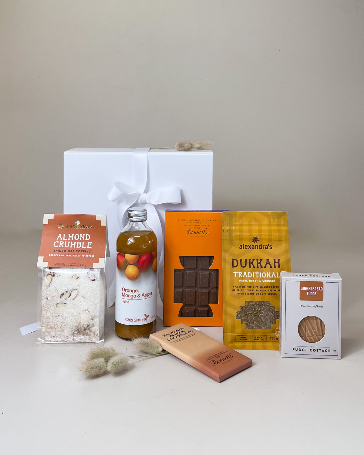 Treats for Her Gift Box with NZ-made wine or juice, nougat and gourmet treats