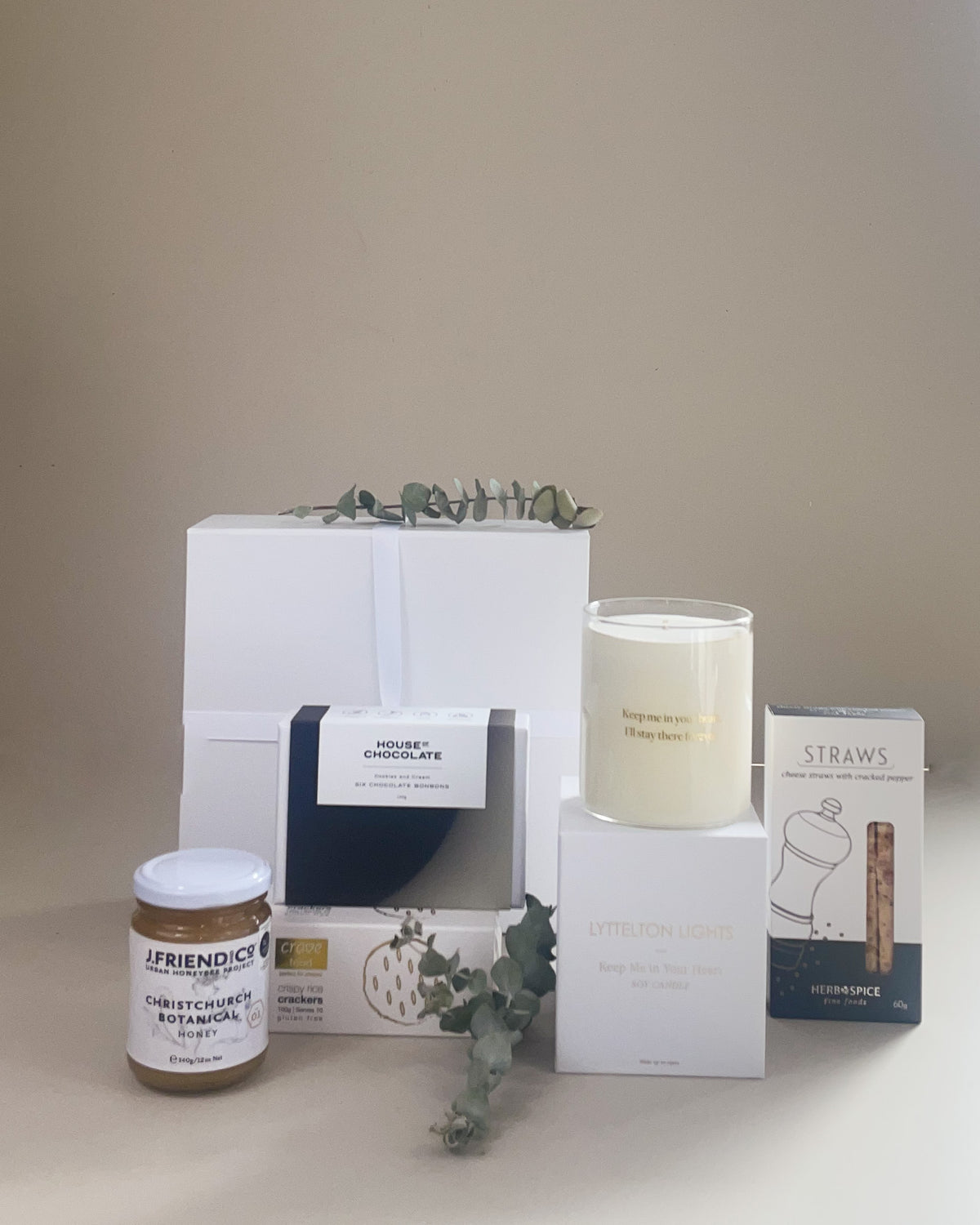 Sympathy gift box NZ with remembrance candle and artisan food, thoughtful condolence hamper New Zealand