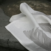 Cream Feather Linen Tea Towel