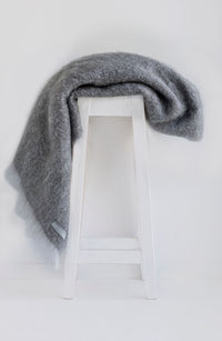 Luxury NZ gift basket featuring pewter-coloured mohair throw