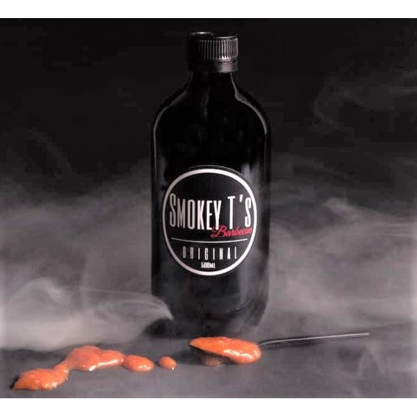 Smokey T’s Original BBQ Sauce 500ml Christchurch NZ men’s gift BBQ sauce, rich smoky flavour ideal for Father’s Day and BBQ lovers.